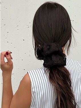 NWOT XL Black Lace Scrunchie Hair Accessory